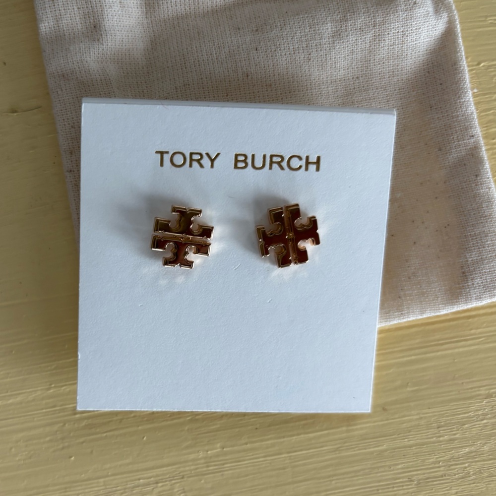 Tory Burch Kira Stud Earrings 53355 Logo Gold NWT